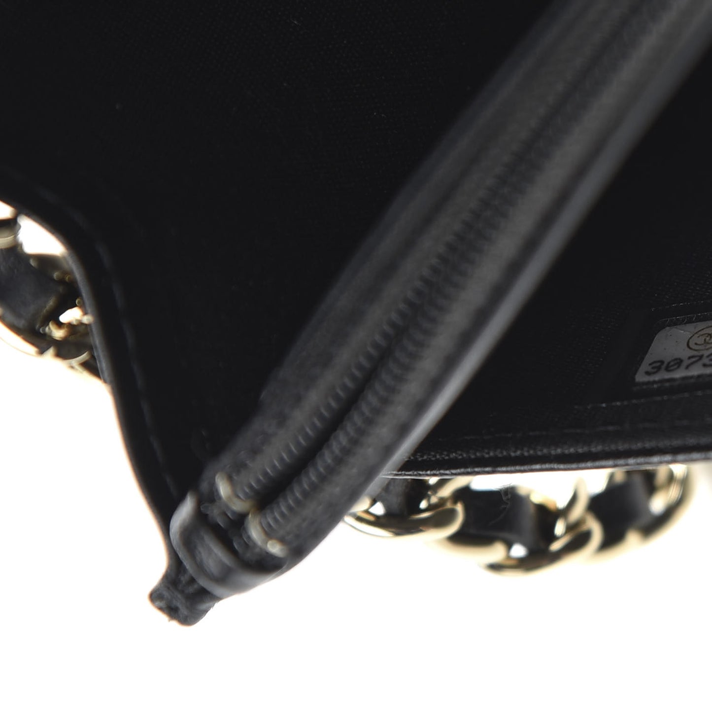 Calfskin Once Upon A Time Wallet on Chain WOC Black