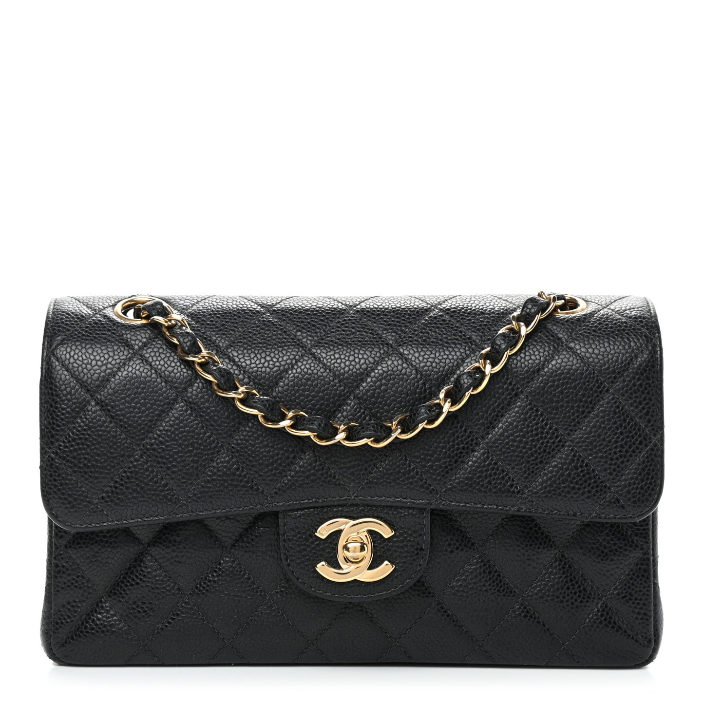 Caviar Quilted Small Double Flap Black