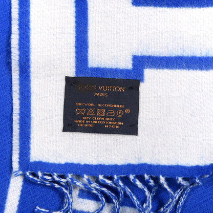 Louis Vuitton Wool Cashmere Louis City Scarf Blue White 3 of 4