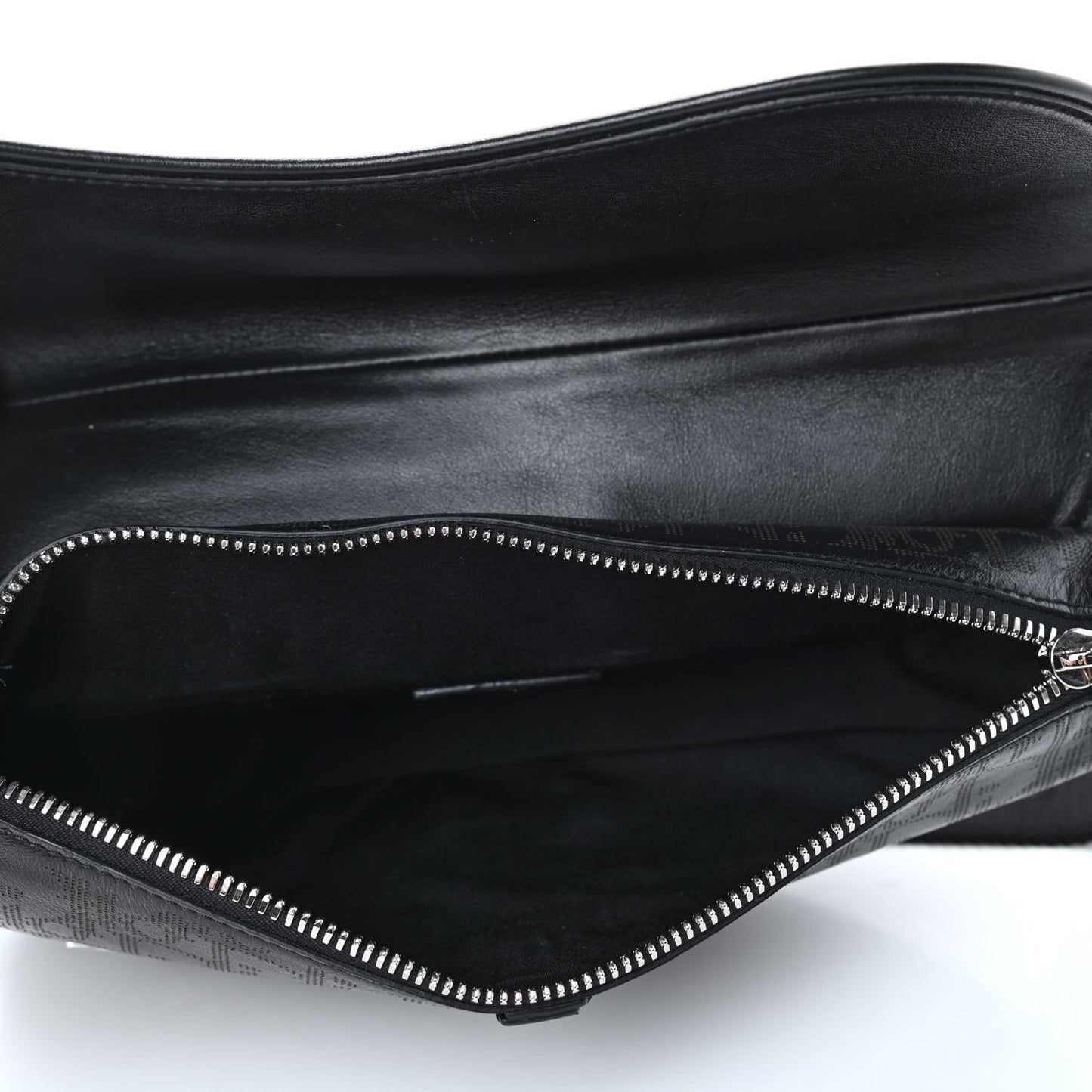 Calfskin Perforated Oblique Galaxy Mens Saddle Bag Black