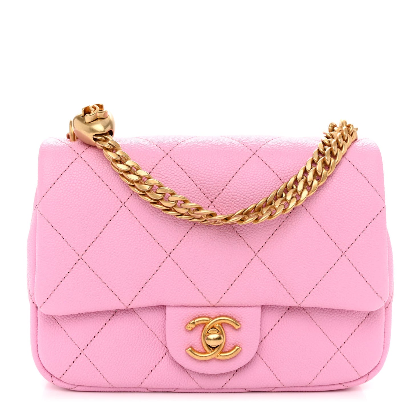 Caviar Quilted Mini Sweetheart Flap Lilac
