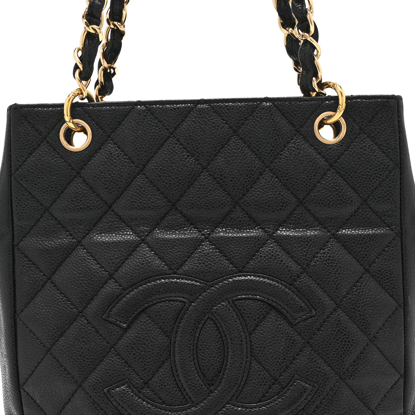 Caviar Quilted Petit Shopping Tote PST Black