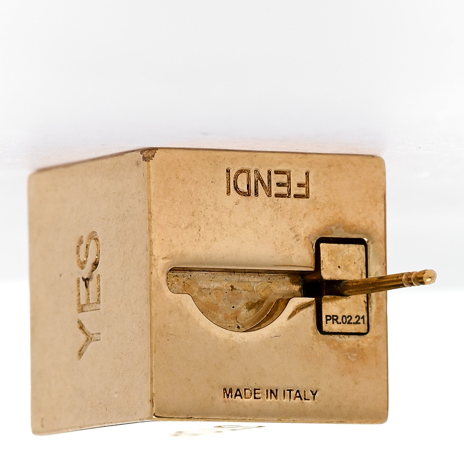 Fendi Metal Cube Earrings Gold 4 of 4