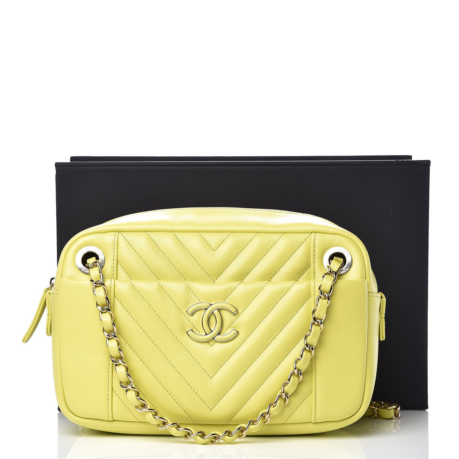 Chanel Calfskin Quilted Daily Chevron Camera Case Light Green 10 of 10