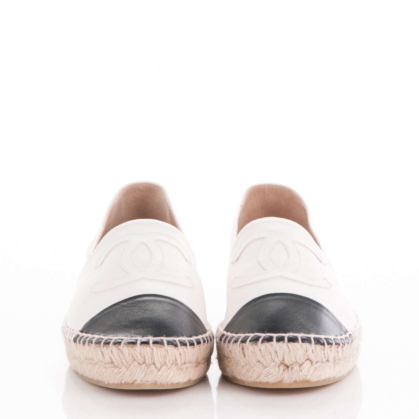 Lambskin Espadrilles White Black 38