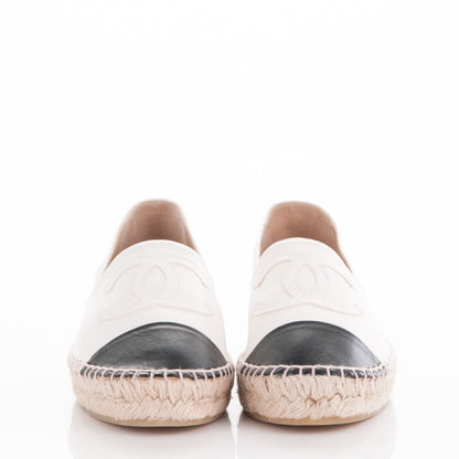Chanel Lambskin Espadrilles White Black 38 2 of 10