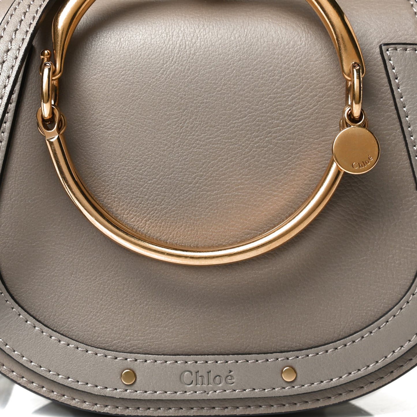 Calfskin Suede Small Nile Bracelet Bag Motty Grey