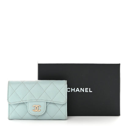 Chanel Caviar Quilted Flap Card Holder Wallet Light Blue 9 of 9