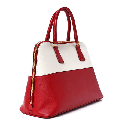 Prada Saffiano Lux Small Promenade Tote Fuoco Talco 3 of 11