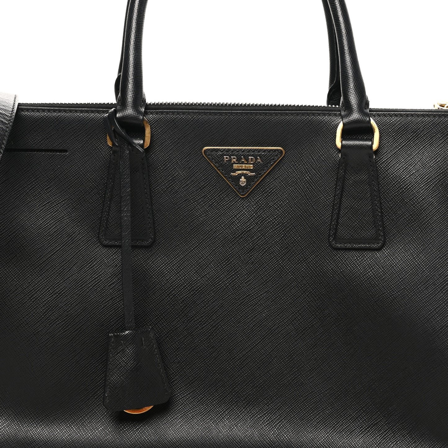 Saffiano Lux Medium Galleria Double Zip Tote Black