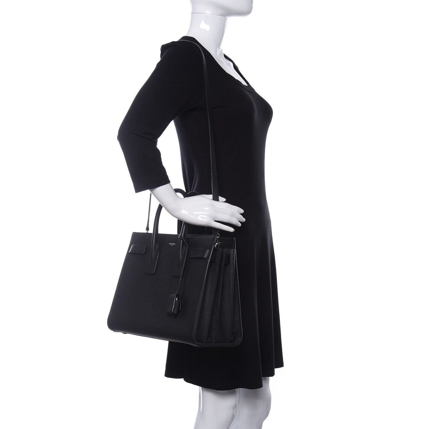 Grained Calfskin Small Sac De Jour Black