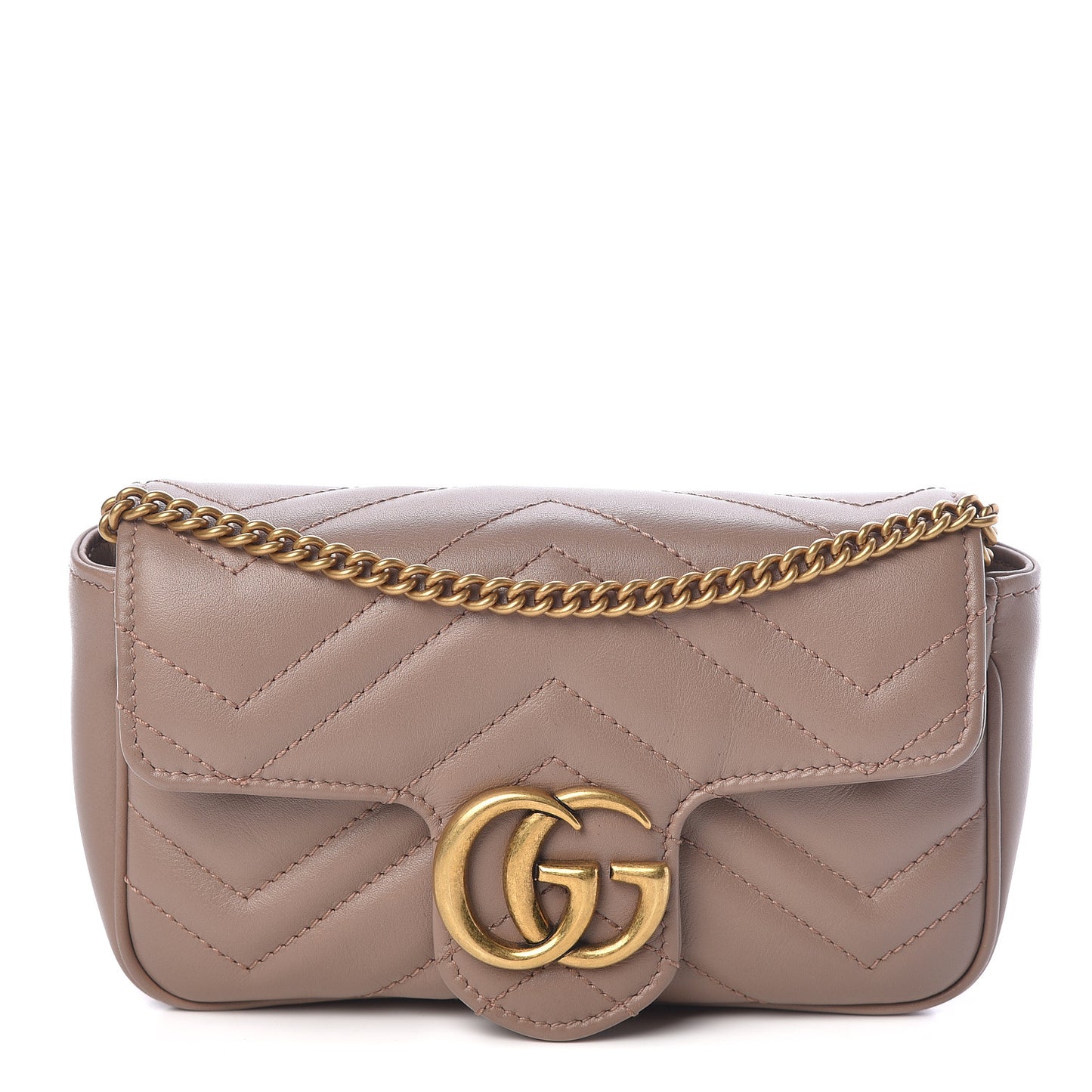 Calfskin Matelasse Super Mini GG Marmont Shoulder Bag Porcelain Rose