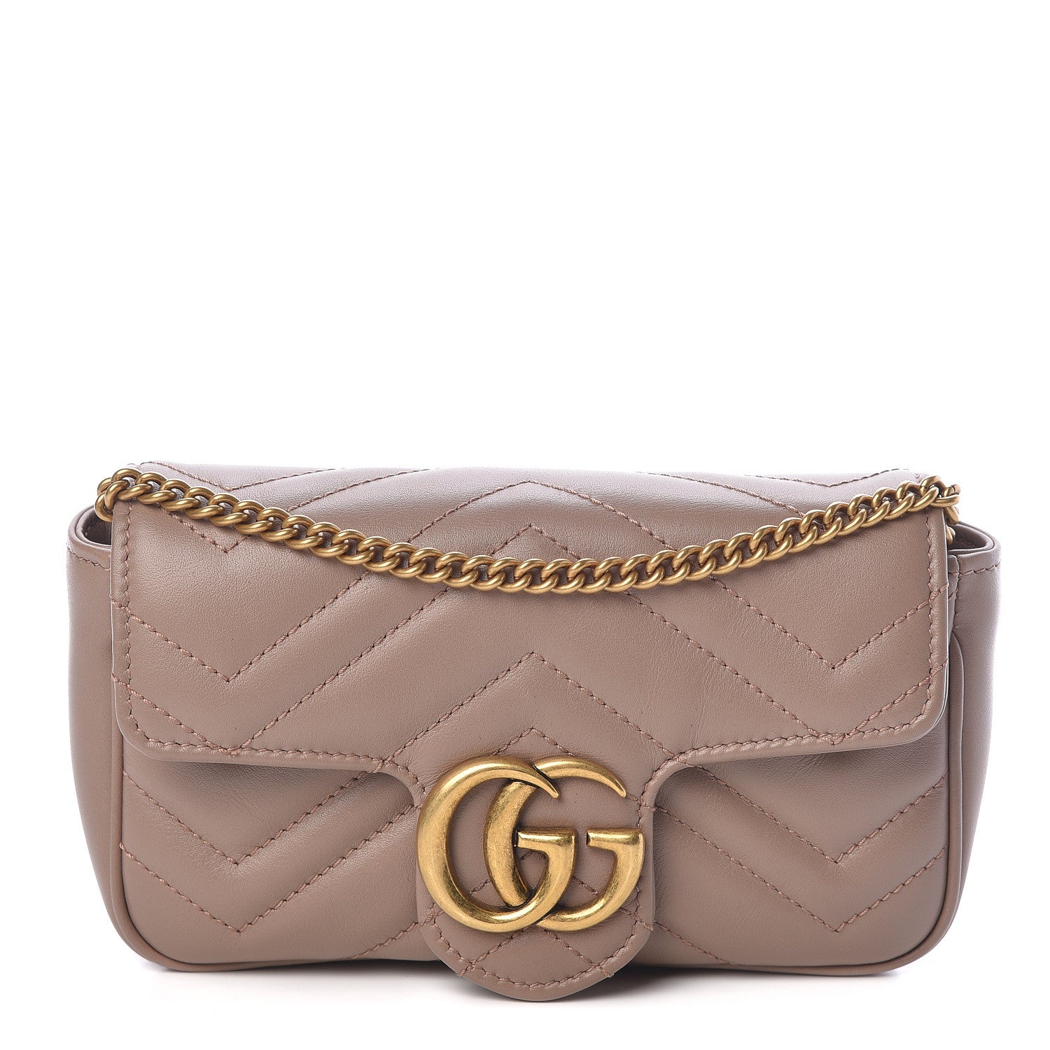 Gucci Calfskin Matelasse Super Mini GG Marmont Shoulder Bag Porcelain Rose 1 of 12