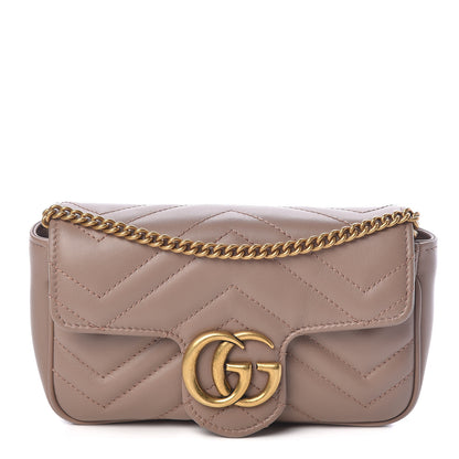 Gucci Calfskin Matelasse Super Mini GG Marmont Shoulder Bag Porcelain Rose 1 of 12