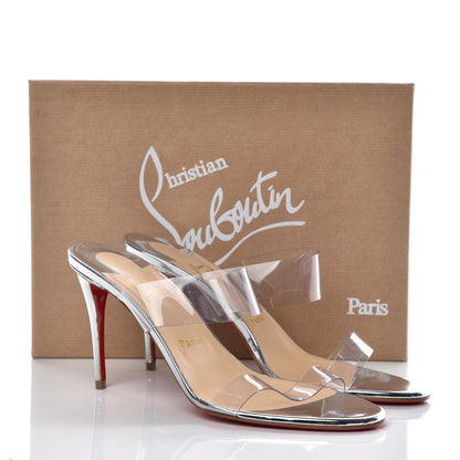 Christian Louboutin Specchio PVC Just Nothing 85 Slide Sandals 41 Silver 8 of 8