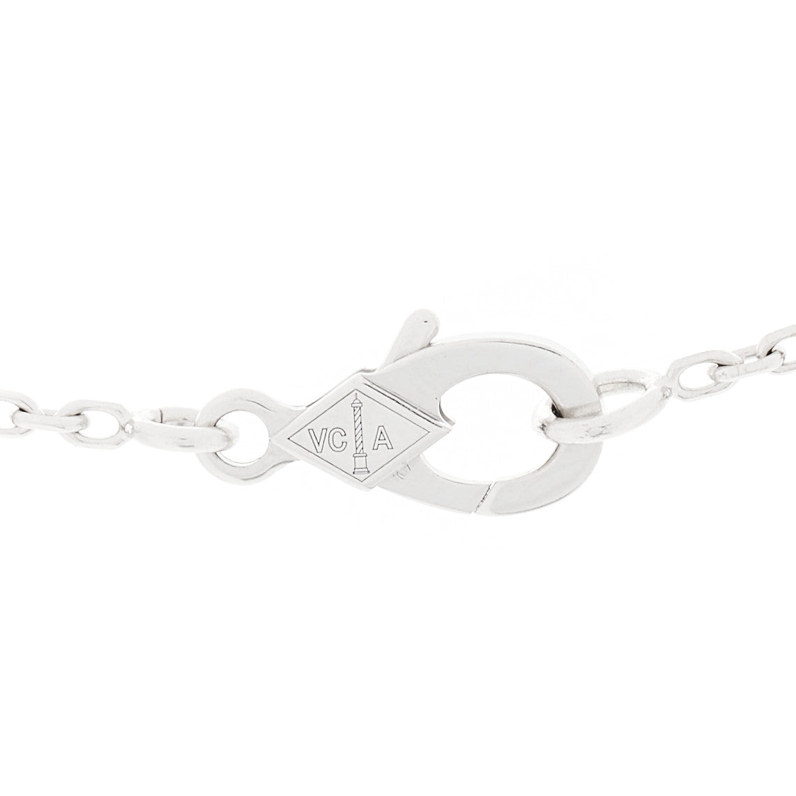 Van Cleef & Arpels 18K White Gold Chalcedony Vintage Alhambra Pendant Necklace 4 of 5