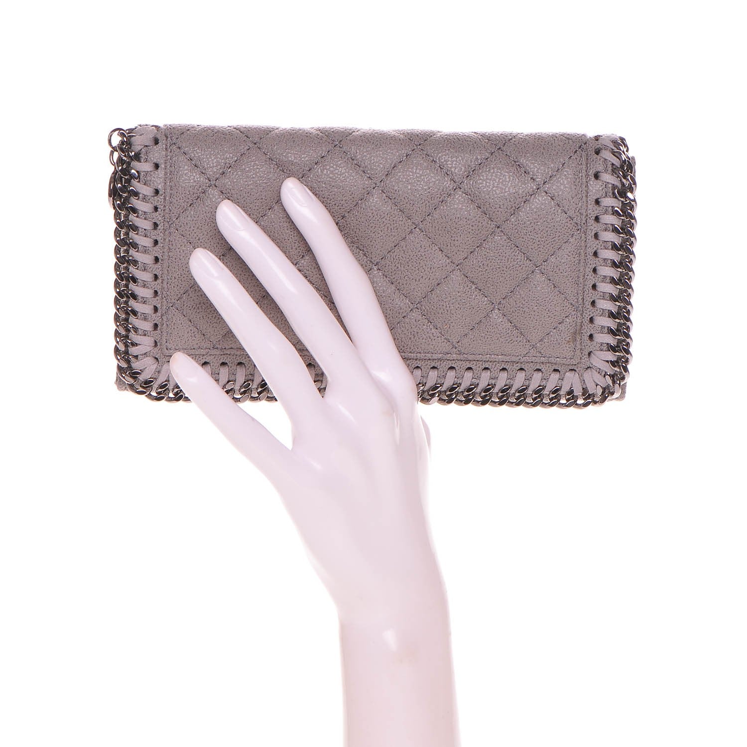 Stella McCartney Shaggy Deer Quilted Falabella Flap Wallet Grey 2 of 7