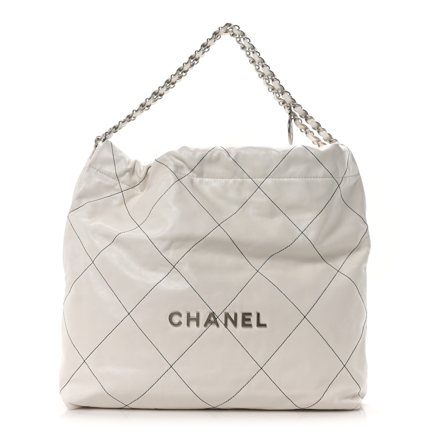 Chanel Shiny Calfskin Quilted Chanel 22 White Black 1 of 11