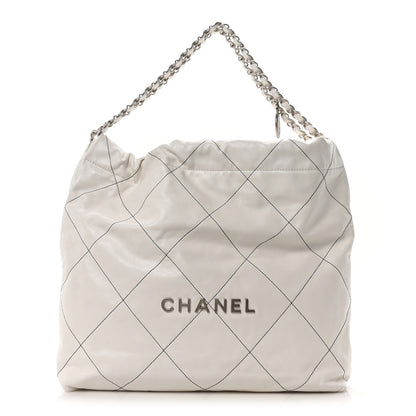Chanel Shiny Calfskin Quilted Chanel 22 White Black 1 of 11