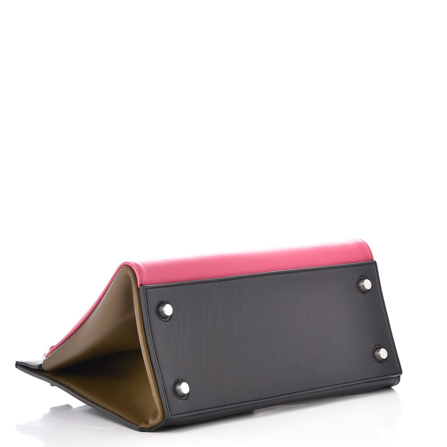 Celine Smooth Calfskin Small Tri-Color Edge Shoulder Bag Fushia 4 of 7