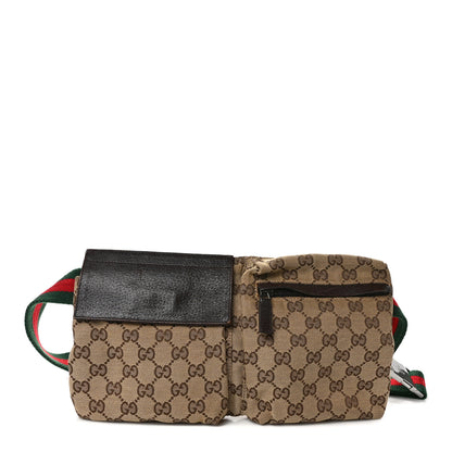 Gucci GG Monogram Double Pocket Belt Bag Dark Brown 1 of 10