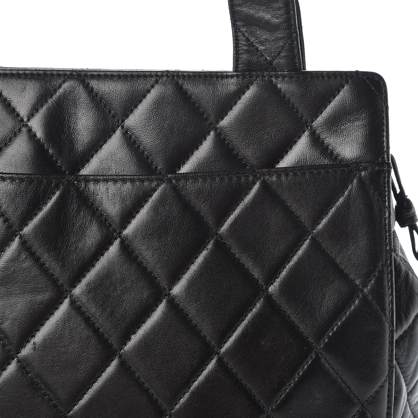 Lambskin Quilted CC Shopping Tote Black