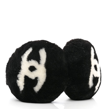 Chanel Shearling CC Ear Muffs Black White 5 of 6