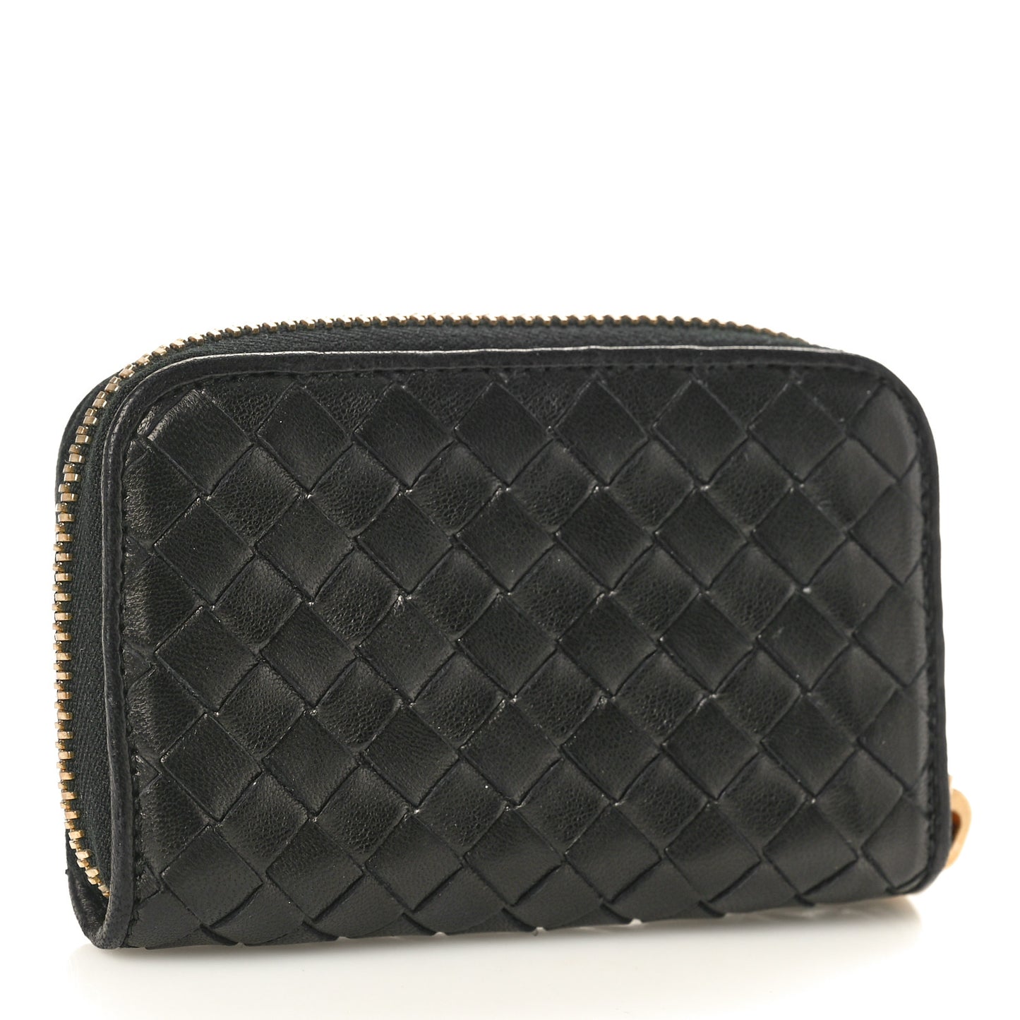 Nappa Intrecciato Zip Around Coin Purse Black