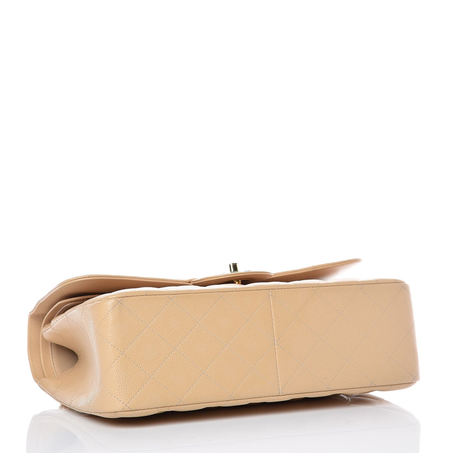 Caviar Quilted Jumbo Double Flap Beige Clair