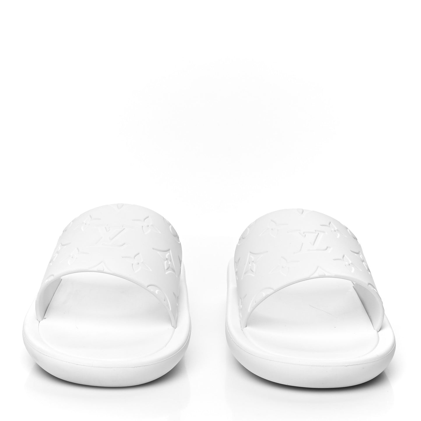 Rubber Monogram Embossed Sunbath Flat Mule 40 White