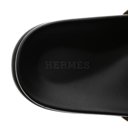 Hermes Suede Goatskin Womens Empire Sandals 37 Vert Toundra 6 of 10