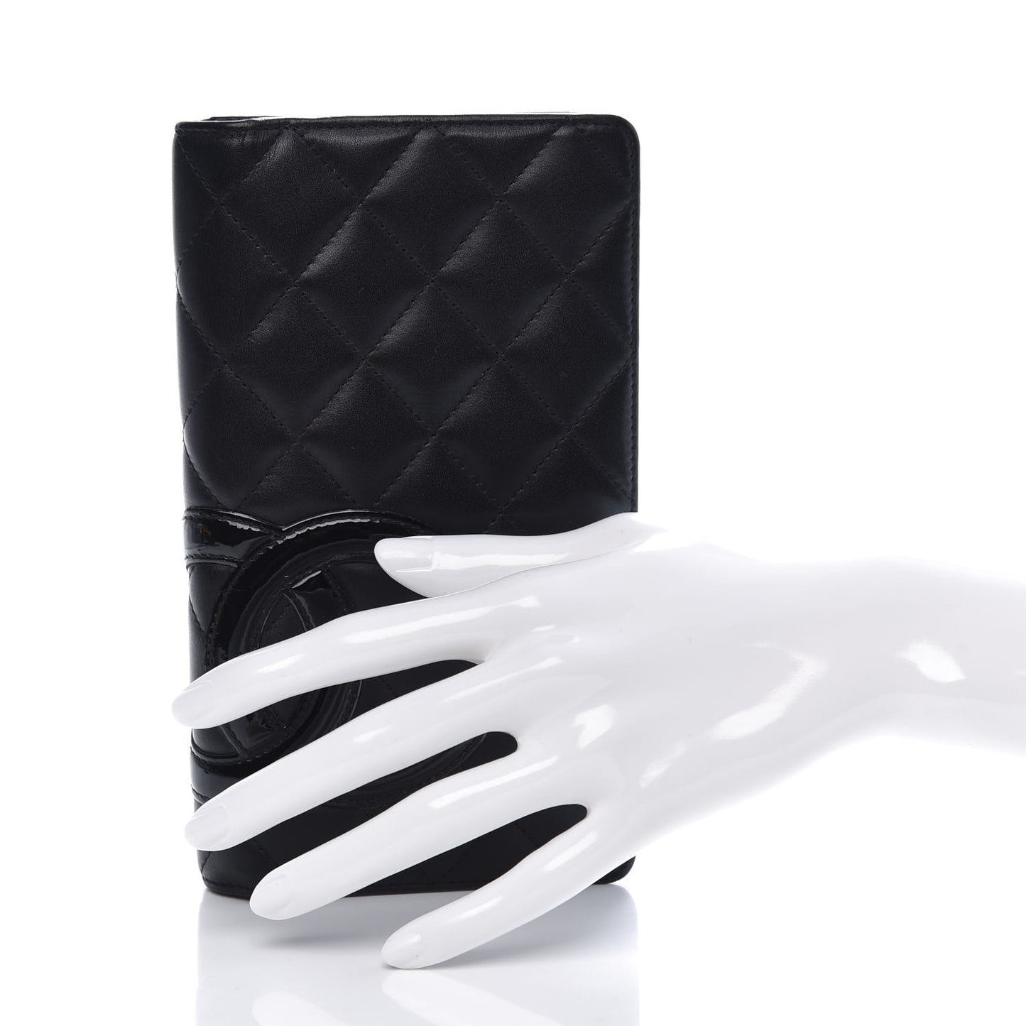 Calfskin Quilted Cambon Yen Wallet Black