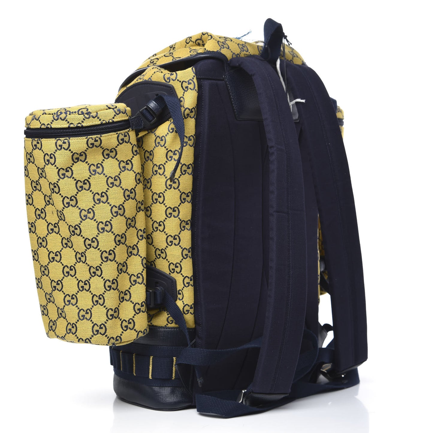 Monogram Multicolor Script Logo Large Double Pocket Backpack Yellow Blue