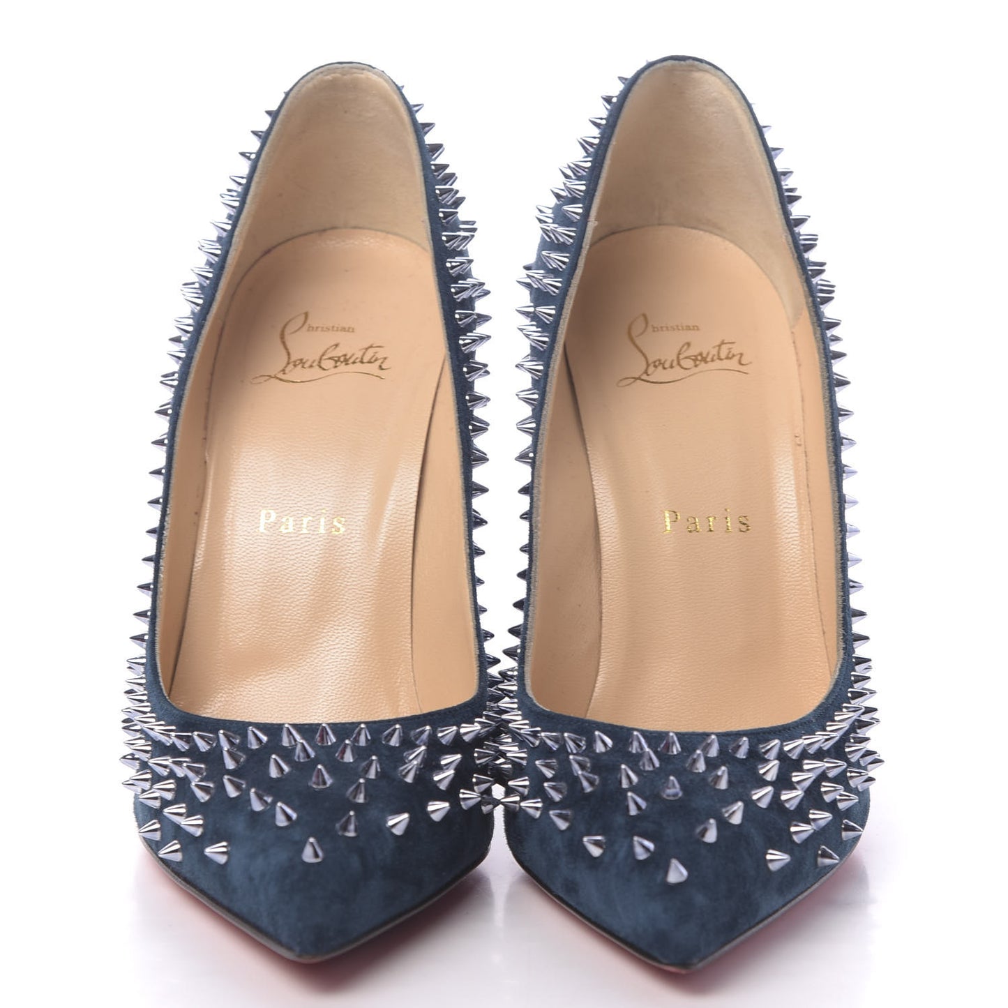 Veau Velours Studded Escarpic 100 Pumps 38 Quartz Petrol