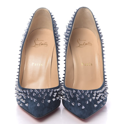 Christian Louboutin Veau Velours Studded Escarpic 100 Pumps 38 Quartz Petrol 2 of 8