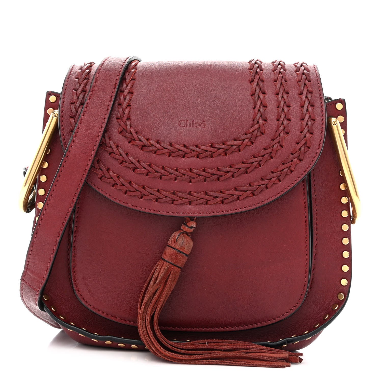 Chloe Calfskin Braided Small Hudson Shoulder Bag Sienna Red 1 of 10