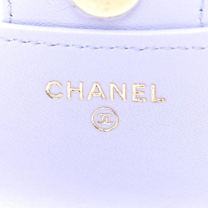 Chanel Lambskin Quilted Top Handle Flap Coin Purse With Chain Light Purple 6 of 13