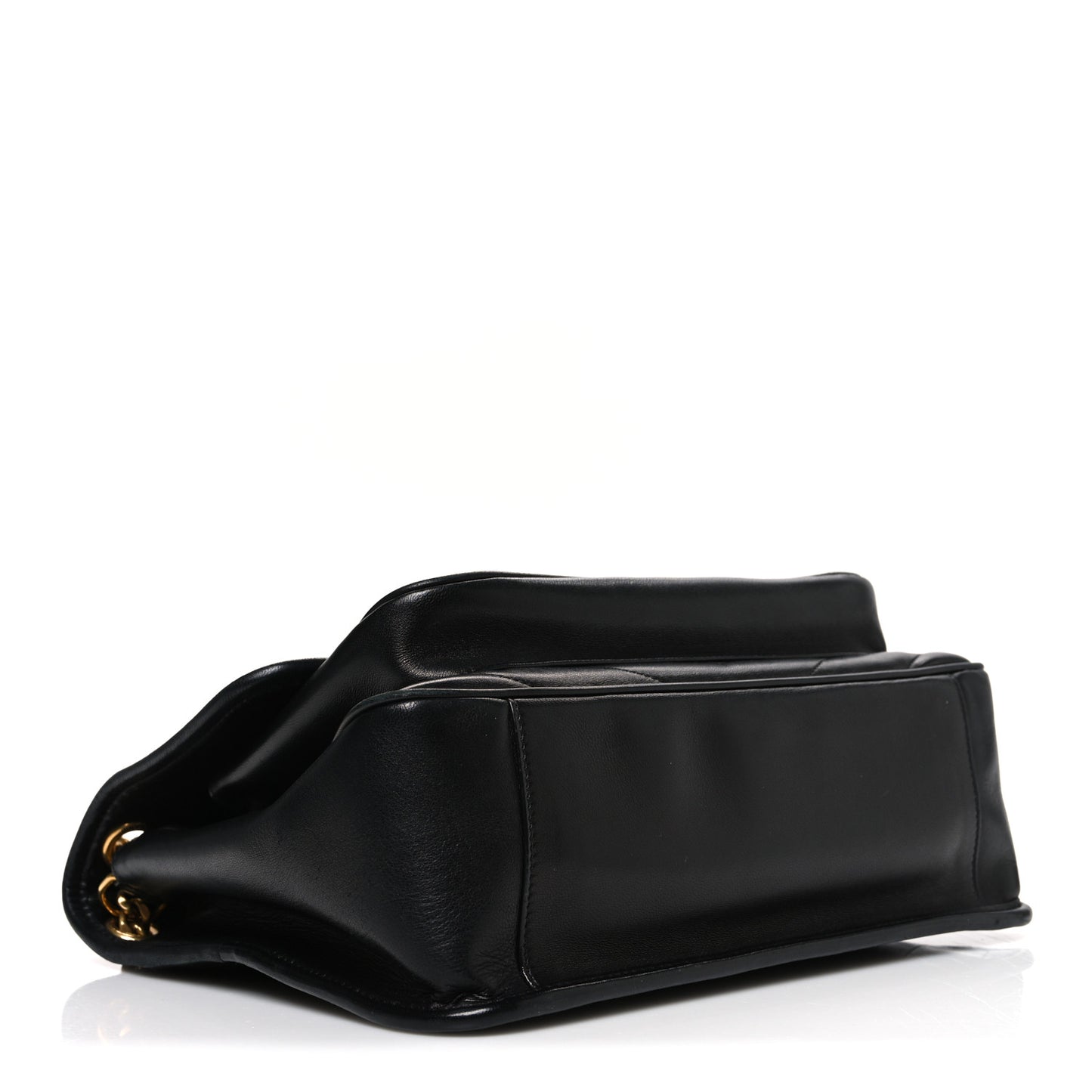 Crinkled Calfskin Matelasse Monogram Medium Niki Chain Satchel Black