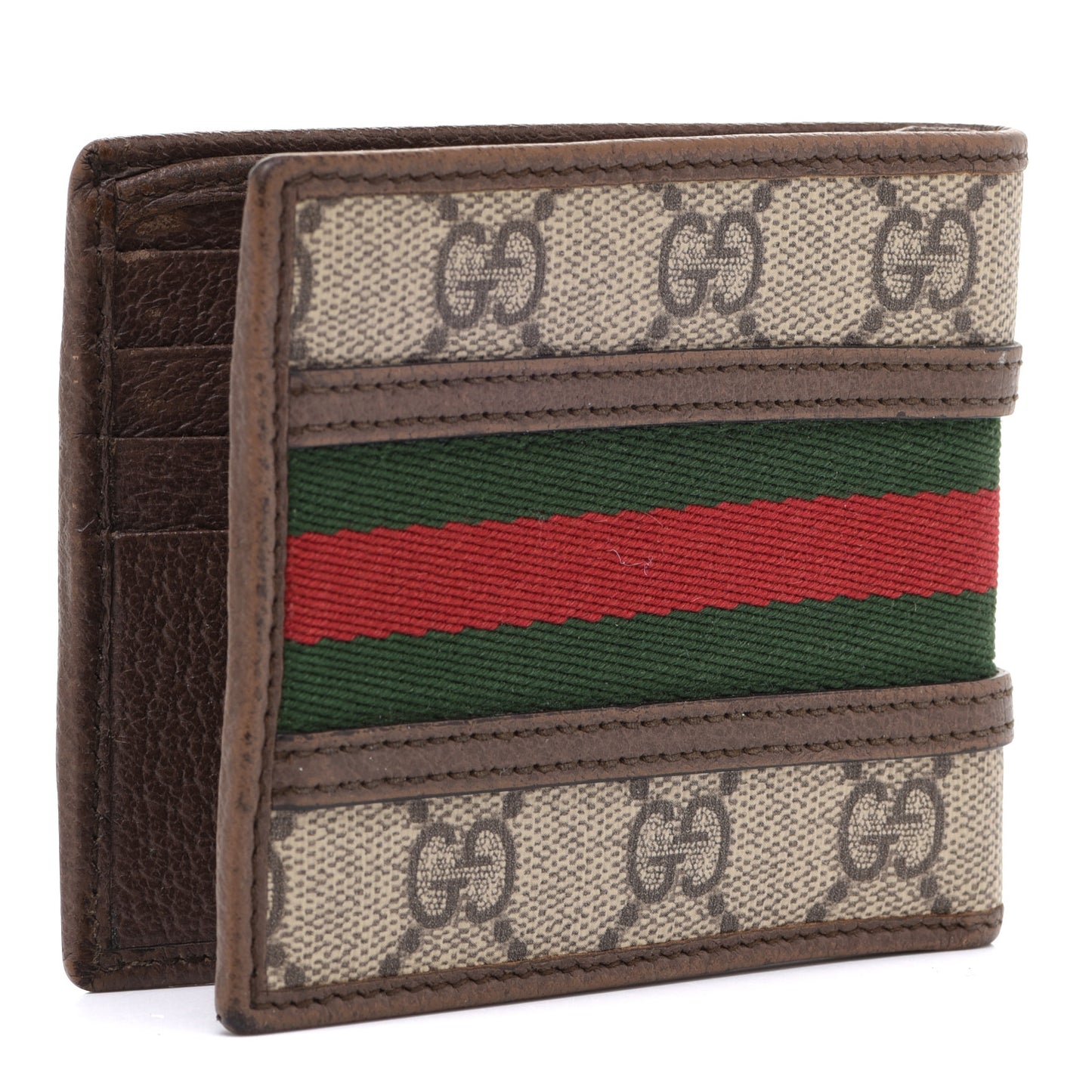 GG Supreme Monogram Web Mens Ophidia Bi-Fold Wallet Beige New Acero