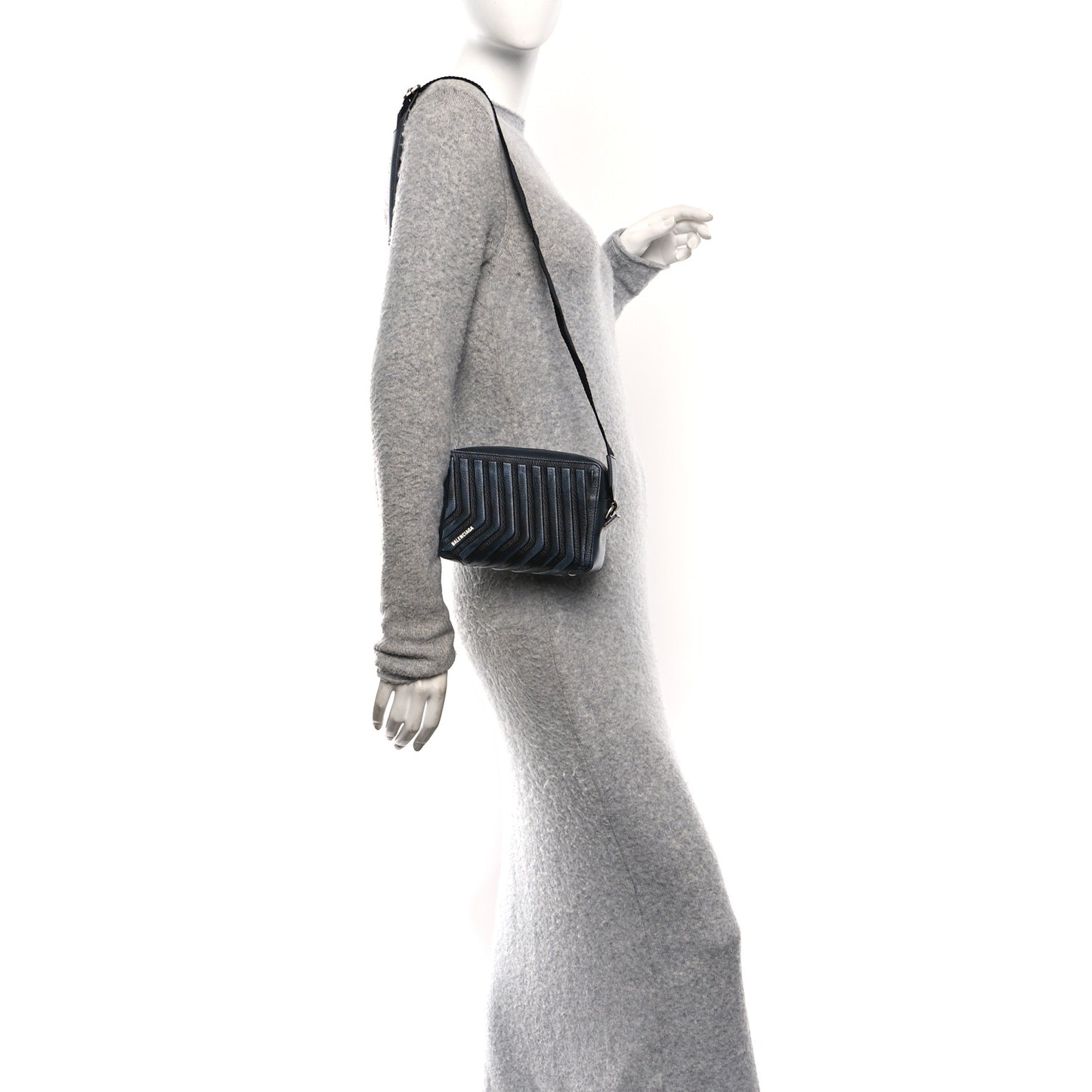Grained Calfskin Embossed Car Camera Bag Black White Dirt