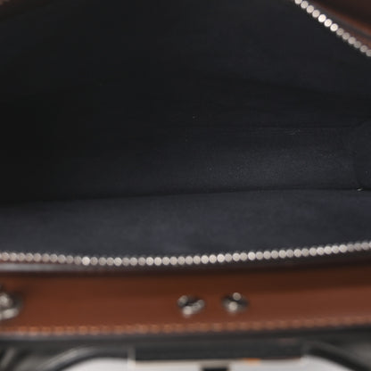 Fendi Cuoio Romano Vitello Cover Glazed Fabric Bi-Color FF 1974 Mini Peekaboo I SEE U Satchel Blue Dark Brown Tobacco Moro 5 of 9