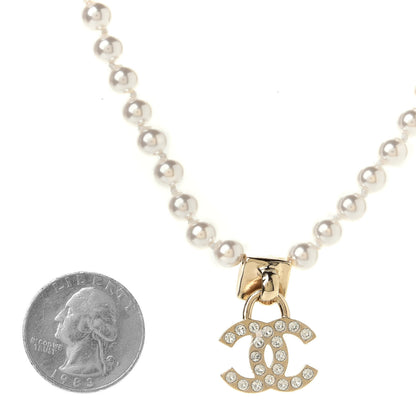 Chanel Pearl Crystal CC Short Necklace Gold 3 of 4