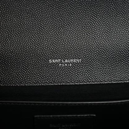 Saint Laurent Grain De Poudre Textured Mixed Matelasse Triquilt Medium Monogram Satchel Black 7 of 11