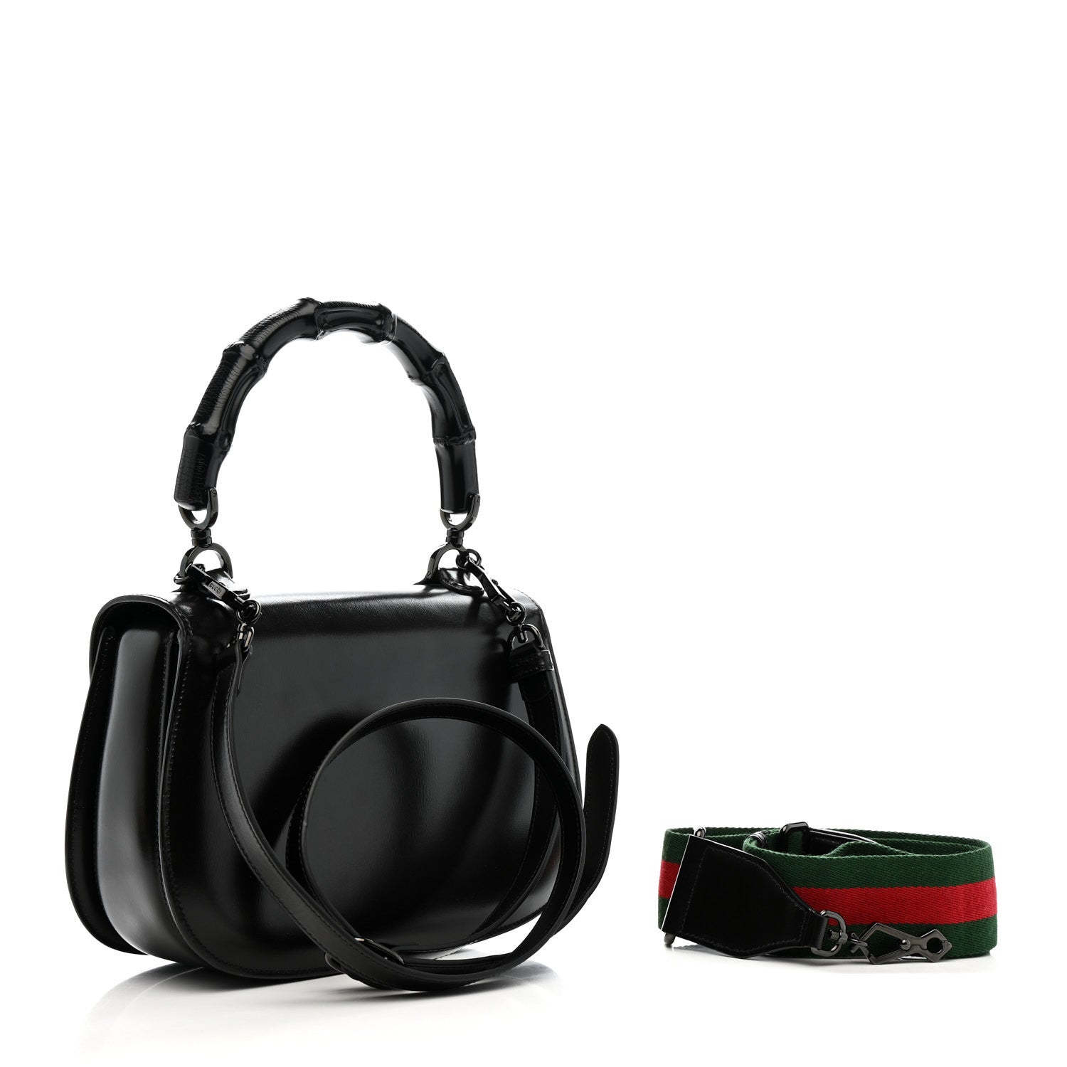 Gucci Boarded Dyana Lux Calfskin Web Monochrome Medium Bamboo 1947 Top Handle Bag Black 3 of 19