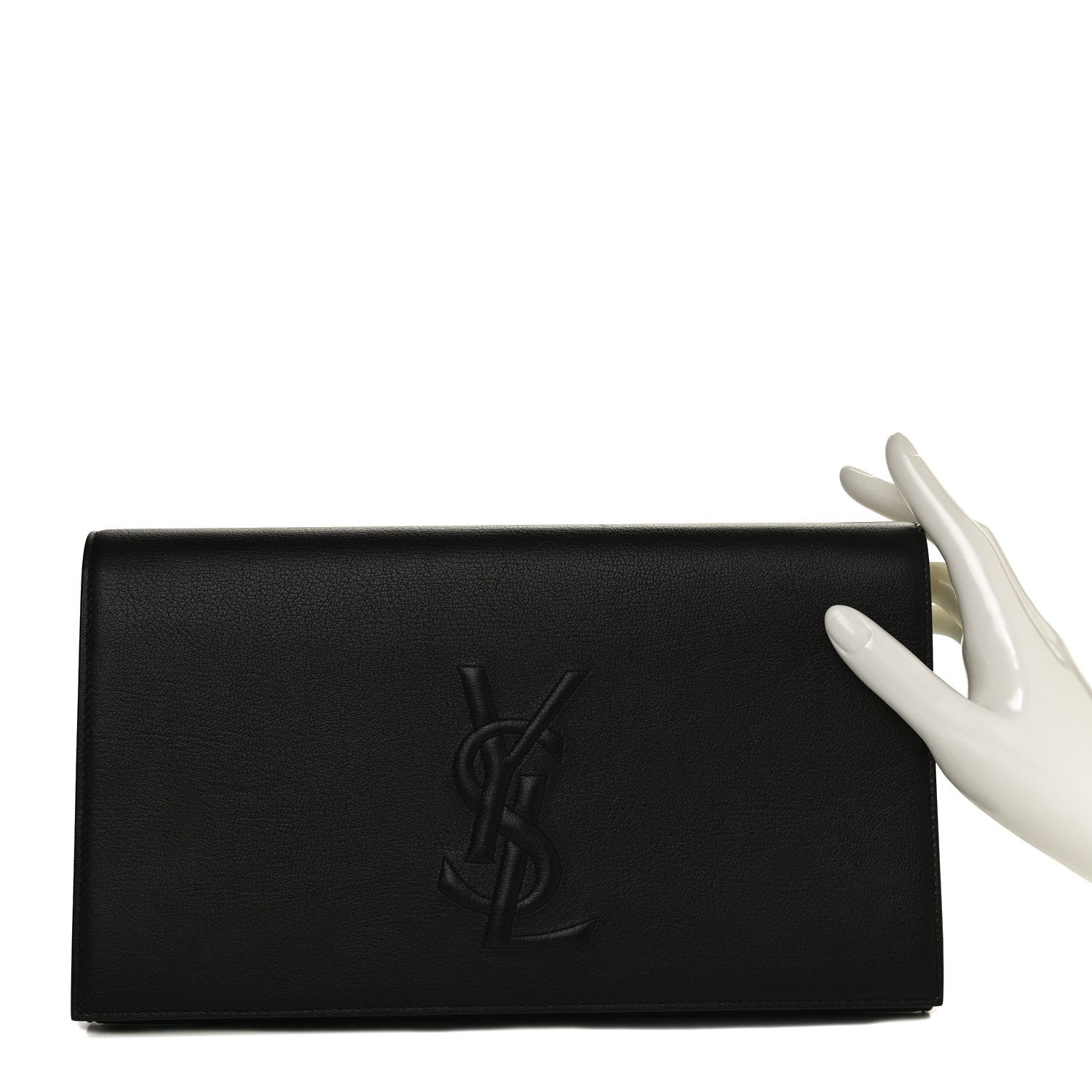 Saint Laurent Calfskin Monogram Large Belle De Jour Clutch Black 2 of 9