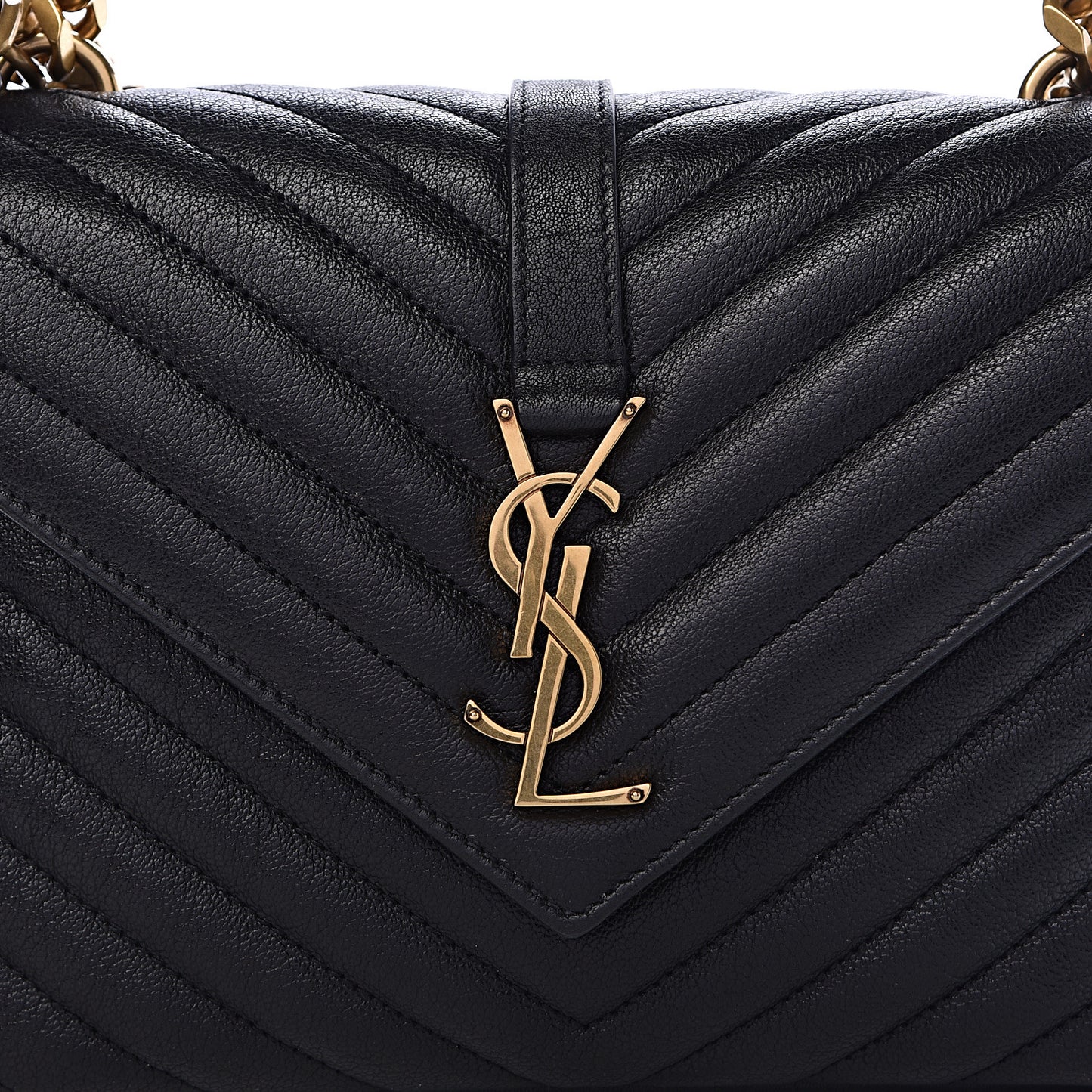 Sheepskin Matelasse Chevron Monogram Medium College Bag Black