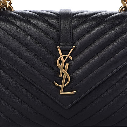 Saint Laurent Sheepskin Matelasse Chevron Monogram Medium College Bag Black 8 of 10