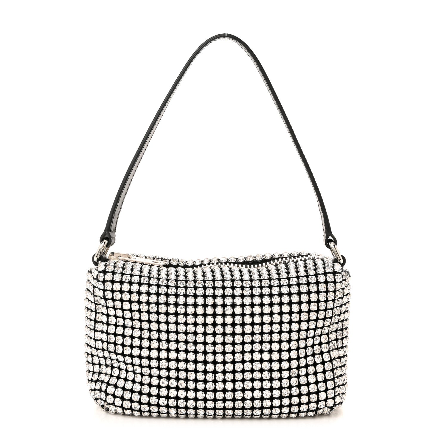 Alexander Wang Mesh Crystal Rhinestone Mini Heiress Pouch Black Silver 1 of 11