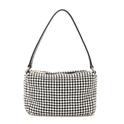 Alexander Wang Mesh Crystal Rhinestone Mini Heiress Pouch Black Silver 1 of 11