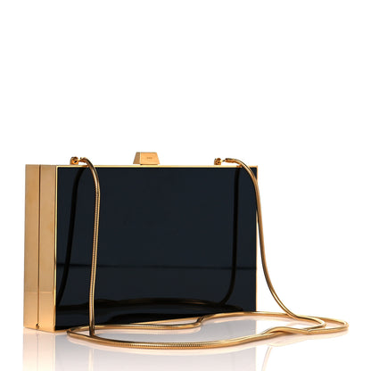 Saint Laurent Plexiglass Monogram Minaudiere Tuxedo Box Clutch Black 2 of 9